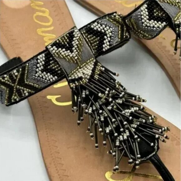 Sam Edelman Women's Anella Beaded Tassel Thong Sandal Size 10 - Picture 2 of 8